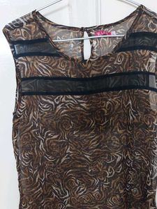 y2k Sheer Tiger Print Top