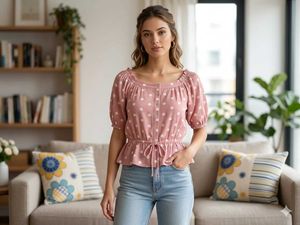 Charming Polka Dot Tie-Waist Top