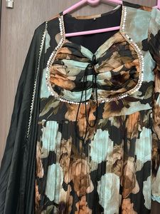 pure chinnon new Floral Print Anarkali 3 pcs suit