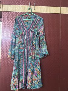 Boho Floral Print Midi Dress
