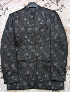 Bandhgala Festival &amp; Wedding Blazer (Black Maroon)
