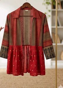 Boho Red Printed Jacket for women