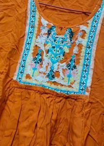 "FREEBIE" Boho Embroidered Orange Tunic Top