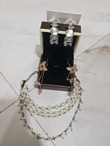 Elegant Pearl Necklace & Earring Set
