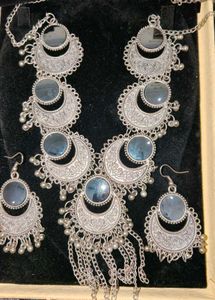 combo 🥳 Bohemian Oxidized Silver Necklace &amp; Earri