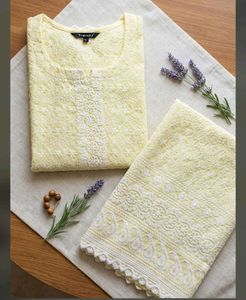 Elegant Yellow Chikankari Kurta Set