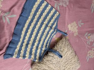 Blue & white Striped Knit crochet Tank Top