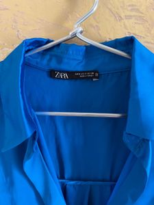 Vibrant Blue Zara Button-Up Shirt