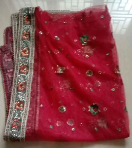 Meroon Colour Net Heavy Davani Best Fit For Marria