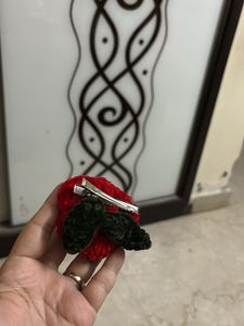 Red Crochet Rose Clip