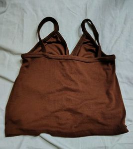 Ribbed Brown Two-Piece Top Set