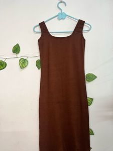 Brown Sleeveless Midi Dress