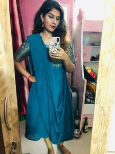 Elegant Teal Ethnic Gown
