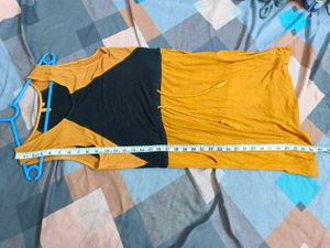 Mustard Two-Tone Casual Dress