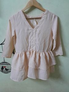 Dressberry 2 Layer Light Peach Cinched Top
