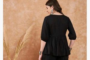 Black Lace Trim Kurta/Top