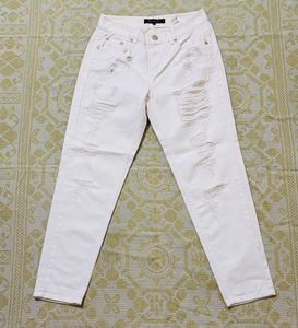 Imported Designer Distressed White Denim Jeans