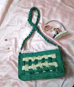Green Woven macrame bag