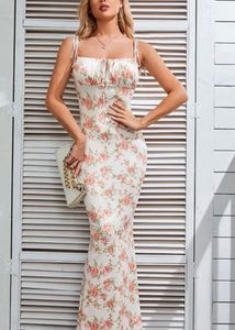 Floral Maxi Dress with Tie-Front