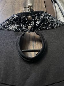 Black Embroidered Dragon Mandarin Collar Top