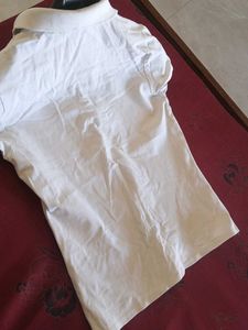Women's White Strech Polo Tshirt