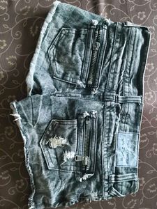 Distressed Denim Shorts with Studs