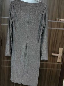 Sparkly greyish Silver Long Sleeve Dress