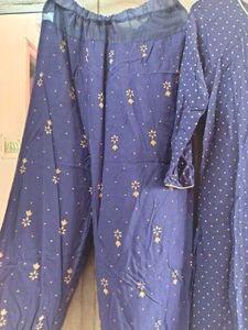 Navy Blue Printed Kurta plazzo Set