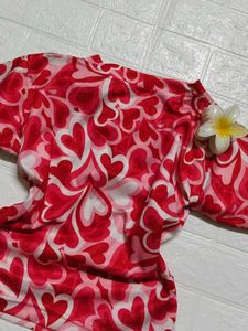 Chic Red &amp; Pink Heart Print top