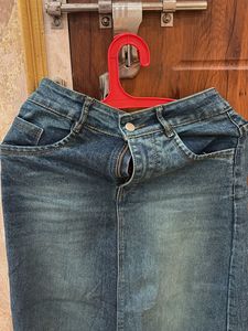 Blue Denim Midi Skirt