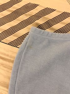 Light Blue Ribbed Mini Skirt