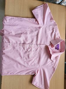 Men's Pink Striped Short Sleeve Shirt