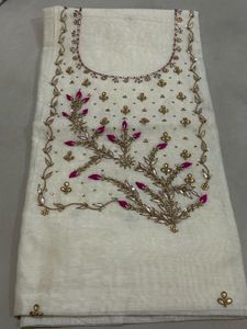 Gorgeous Cream Embroidered Dress Material