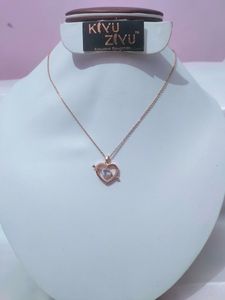 Anti Tarnish, Chain And Heart' Shape Pendant,With Ad And Solitaire Stone