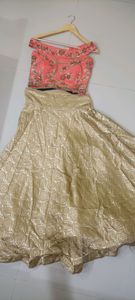 Bella off shoulder 3 pcs Peach Lehnga