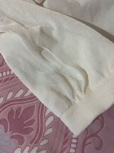 Cream Wide-Leg Knit Pants