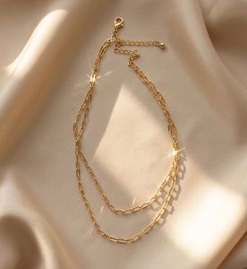 Elegant Layered light Gold-silver Chain Necklace