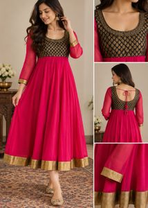 Once used Elegant Pink Anarkali Gown