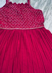 Magenta Peplum Kurti with Embellished Bodice