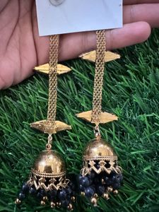 Elegant Black Jhumka Earrings