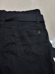Black High-Waisted Belted Shorts