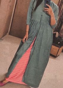 Elegant Teal &amp; Pink Kurta Set (two piece)