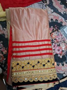 Elegant Red and Cream Saree
