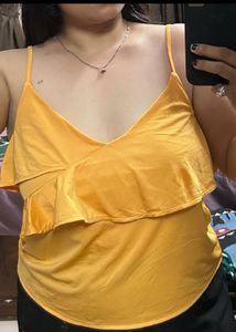 Mustard Ruffle Layered Cami Top