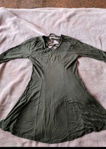 Olive Green Lace-Up Back Top