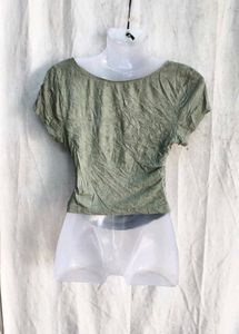 Stylish Green Twist Cut-Out Top