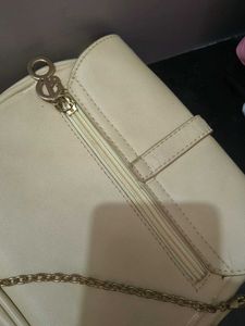 Cream Crossbody Bag with Gold Chain