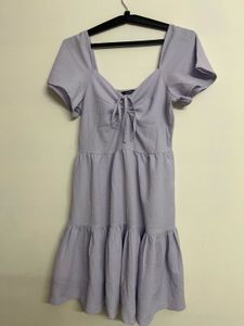 Lavender Puff Sleeve Tiered Mini Dress