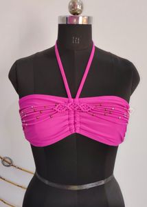Vibrant Pink Ruched Bikini Top