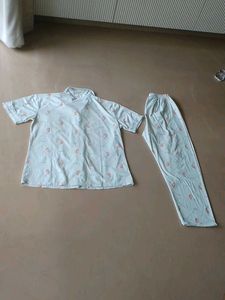 sea green Peach Print Pajama Set